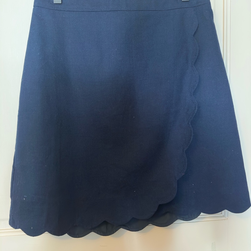 NWT - J. Crew navy blue A-Line Skirt with Scalloped Hem - Picture 4 of 5